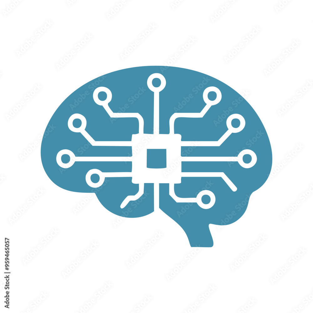 Digital brain. Human brain with digital chip, symbol of AI and technological advancement. Digital brain. Human brain with digital chip, symbol of AI and technological advancement.