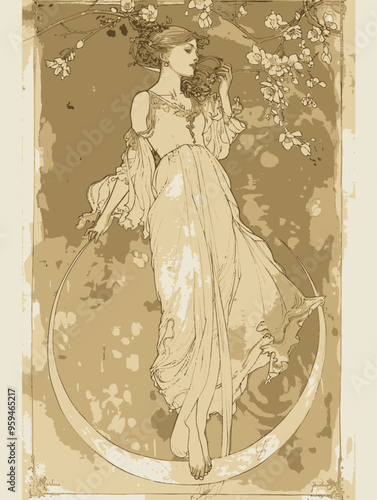 Elegant Lady in a Floral Embrace