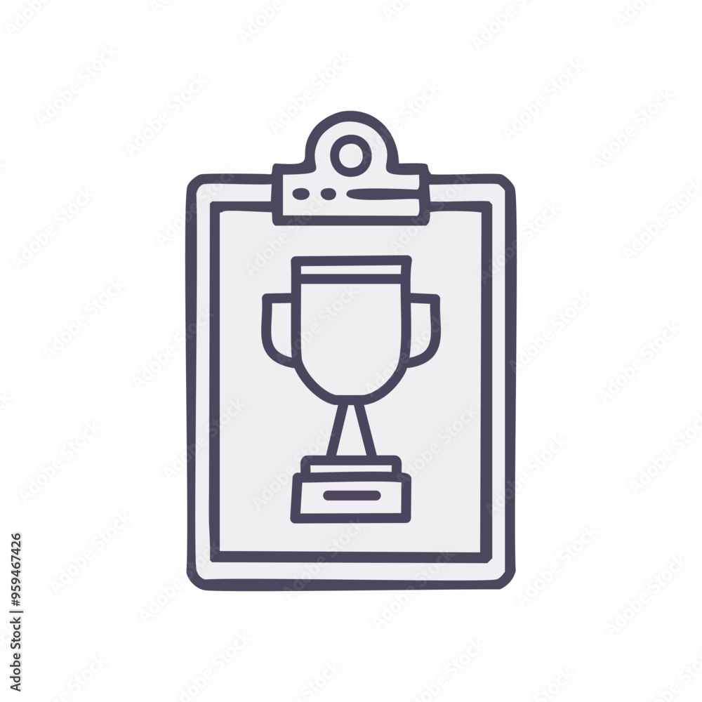 Trophy frame. Hand drawn outline of a trophy within a frame, signifying success, achievement, and victory. Trophy frame. Hand drawn outline of a trophy within a frame, signifying success, achievement, and victory.