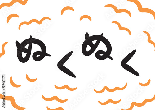 ぬくぬく（温かい・暖かいイメージの手書き文字）_横書きオレンジ