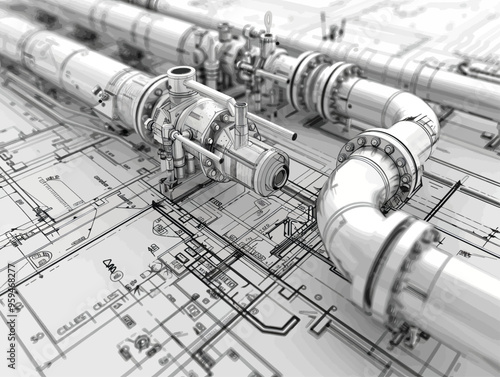 High-Pressure Piping System Design: 3D CAD Model with Detail Engineering Drawings