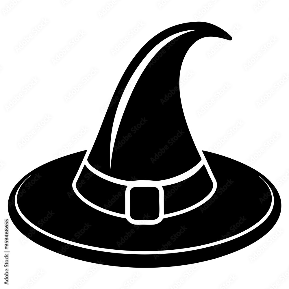 halloween witch hat with broom vector illustration halloween witch hat with broom vector illustration