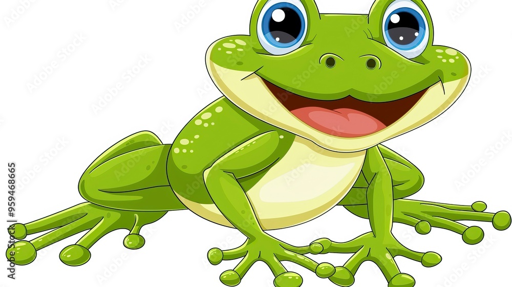 Fototapeta premium Vector illustration of cute frog cartoon isolated on white background
