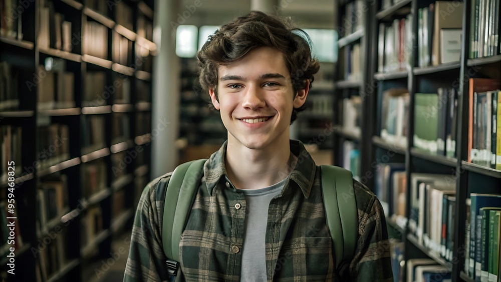 Smiling Student in a Library. Smiling Student in a Library.