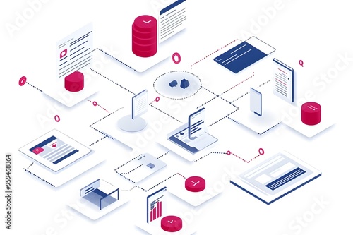 Wallpaper Mural A step-by-step diagram of creating a database and generating a report. Torontodigital.ca