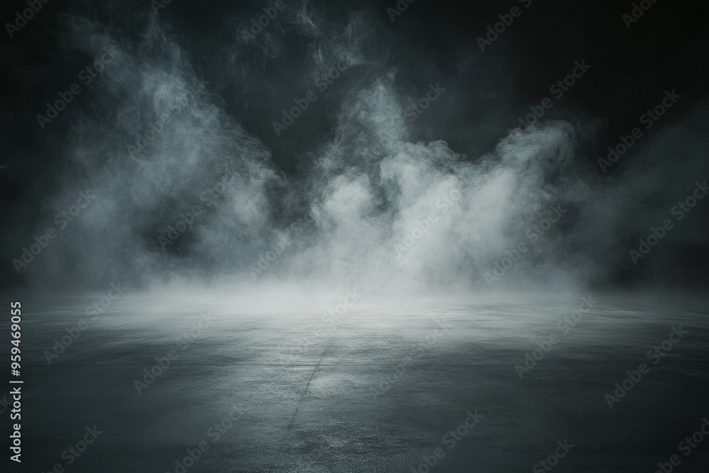 Abstract dark background with fog and concrete floor. Abstract dark background with fog and concrete floor.