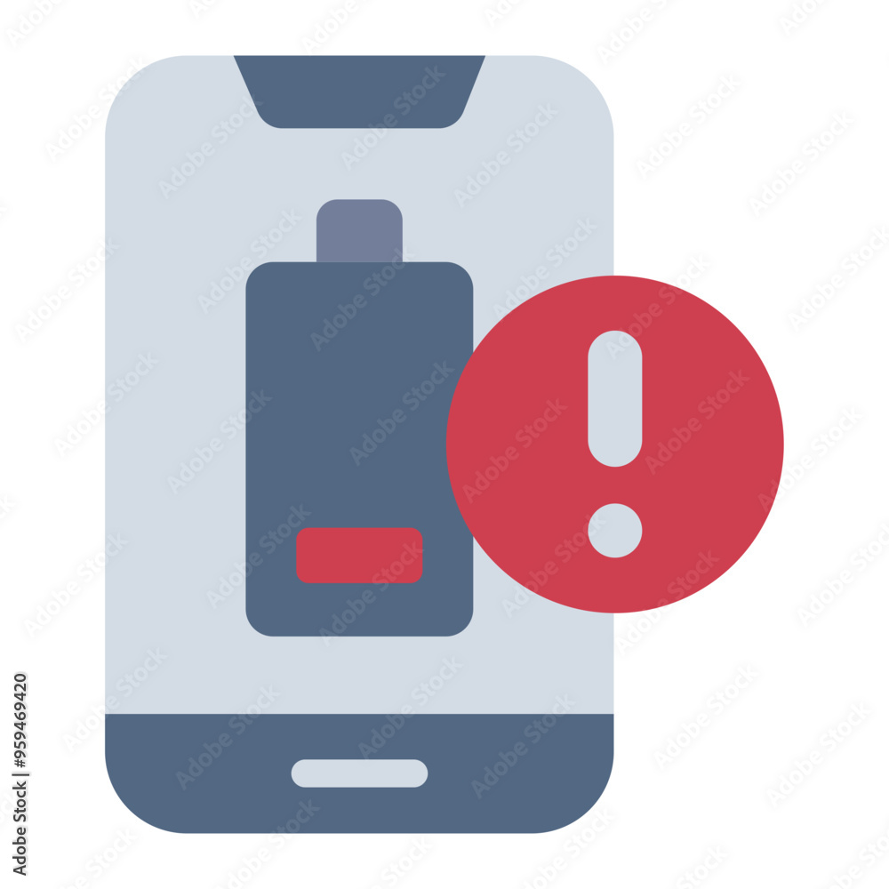 Phone with battery drain issue icon. Phone with battery drain issue icon.