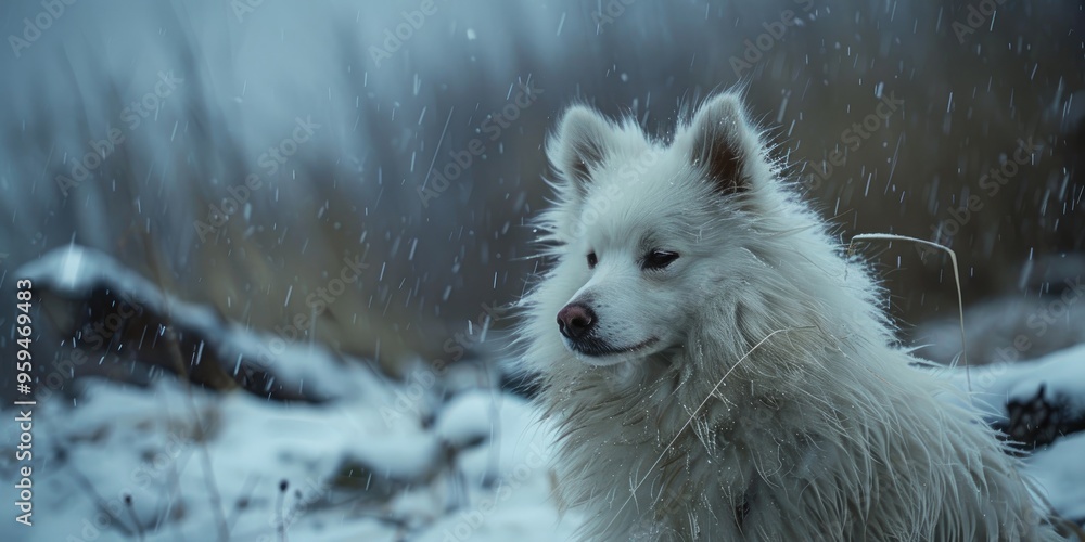 Obraz premium Spitz Breeds in Severe Weather Conditions