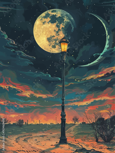 Moonlit Night in a Deserted Town