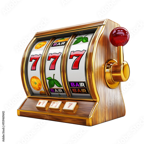Minimalist Roulette Slot Machine 3D Render on Transparent Background - Casino