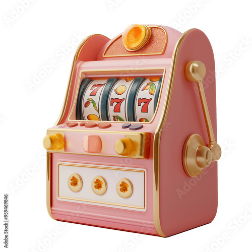 Minimalist Roulette Slot Machine 3D Render on Transparent Background - Casino
