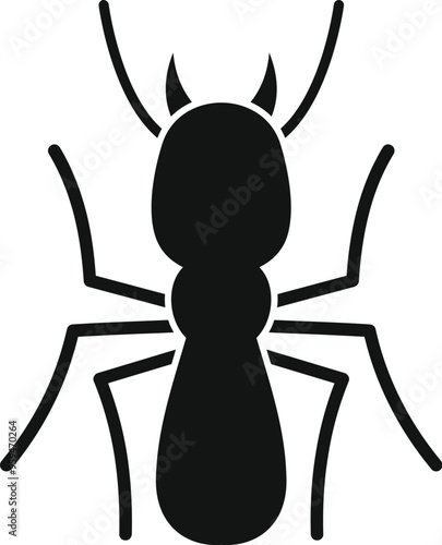 Simple black and white vector icon of a termite bug spreading its legs