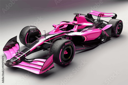 Pink and Black Racing Car with Pink and Purple Accents