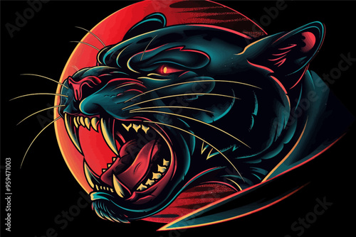 Roaring Panther: A Vivid and Fierce Animal Portrait