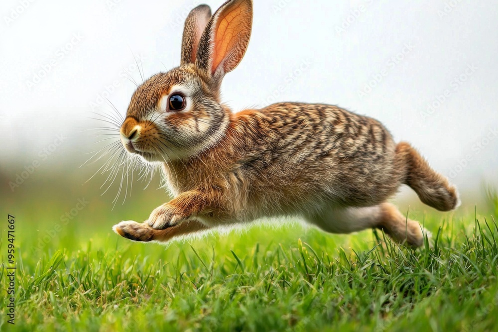 Fototapeta premium Rabbit hopping through a meadow