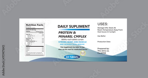 vitamin label template, multi vitamin label, Supplement, vitamin label design, label design, food label, health design, bottle product jar label, vita, packaging, capsule label	
