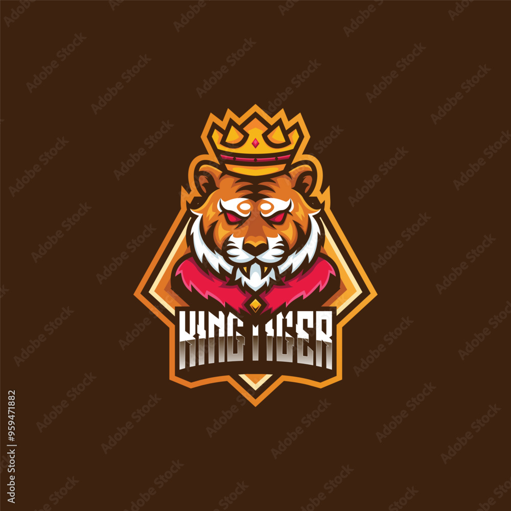 Fototapeta premium Vector Logo Illustration Tiger King E- Sport and Sport Style