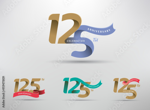 125th anniversary celebration logotype with alternative number and ribbon design