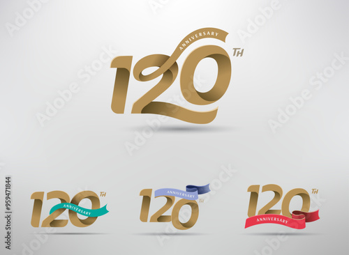 120th anniversary celebration logotype with alternative number and ribbon design