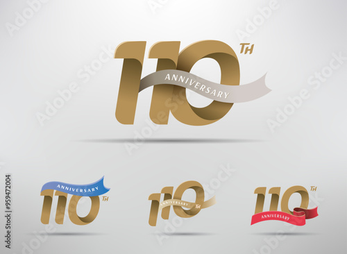 110th anniversary celebration logotype with alternative number and ribbon design
