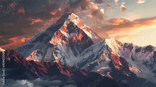 Spectacular Mountain Range at Sunset