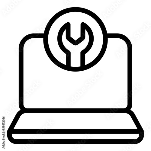 Laptop repair icon with broken screen.