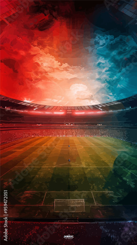 Spectacular Stadium View: Red, Orange, Yellow, Blue, Green, and White