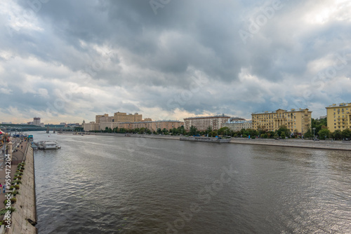 Wallpaper Mural View of the Moscow river embakment, Pushkinsky bridge and cruise ships at sunset. Torontodigital.ca