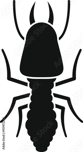 Black and white icon silhouette of a termite insect spreading its legs