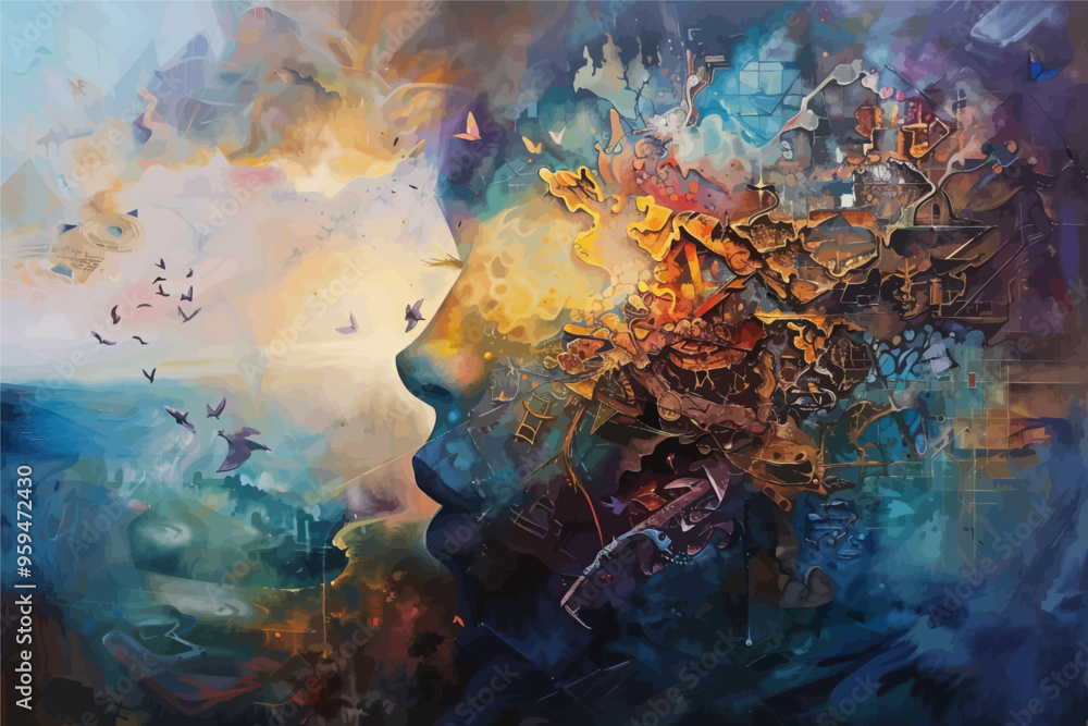 Surreal Abstract Expressionism: A Dreamlike Journey Through a Mosaic of Emotions and Imagery