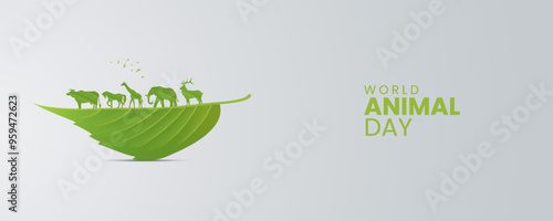 World Animal Day. Animal day creative concept. Wildlife day design for banner, poster, 3d Illustration.