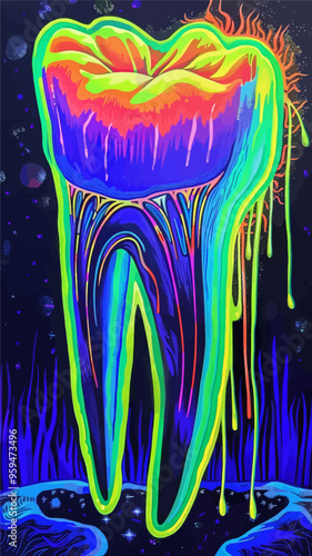 Vibrant and Surreal Tooth Decay Artwork