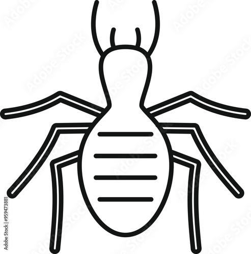 Simple termite icon showing the segmented body and six legs of the wood eating insect