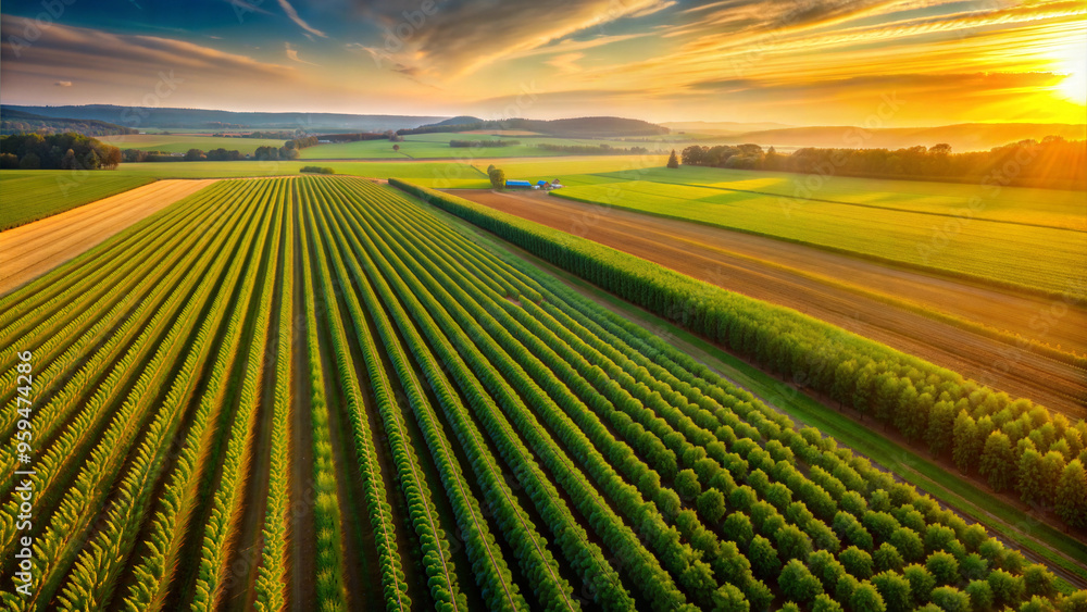 sunset over the field