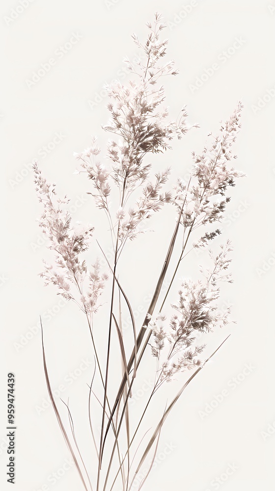 Obraz premium Flowing aquatic plants illustration poster background