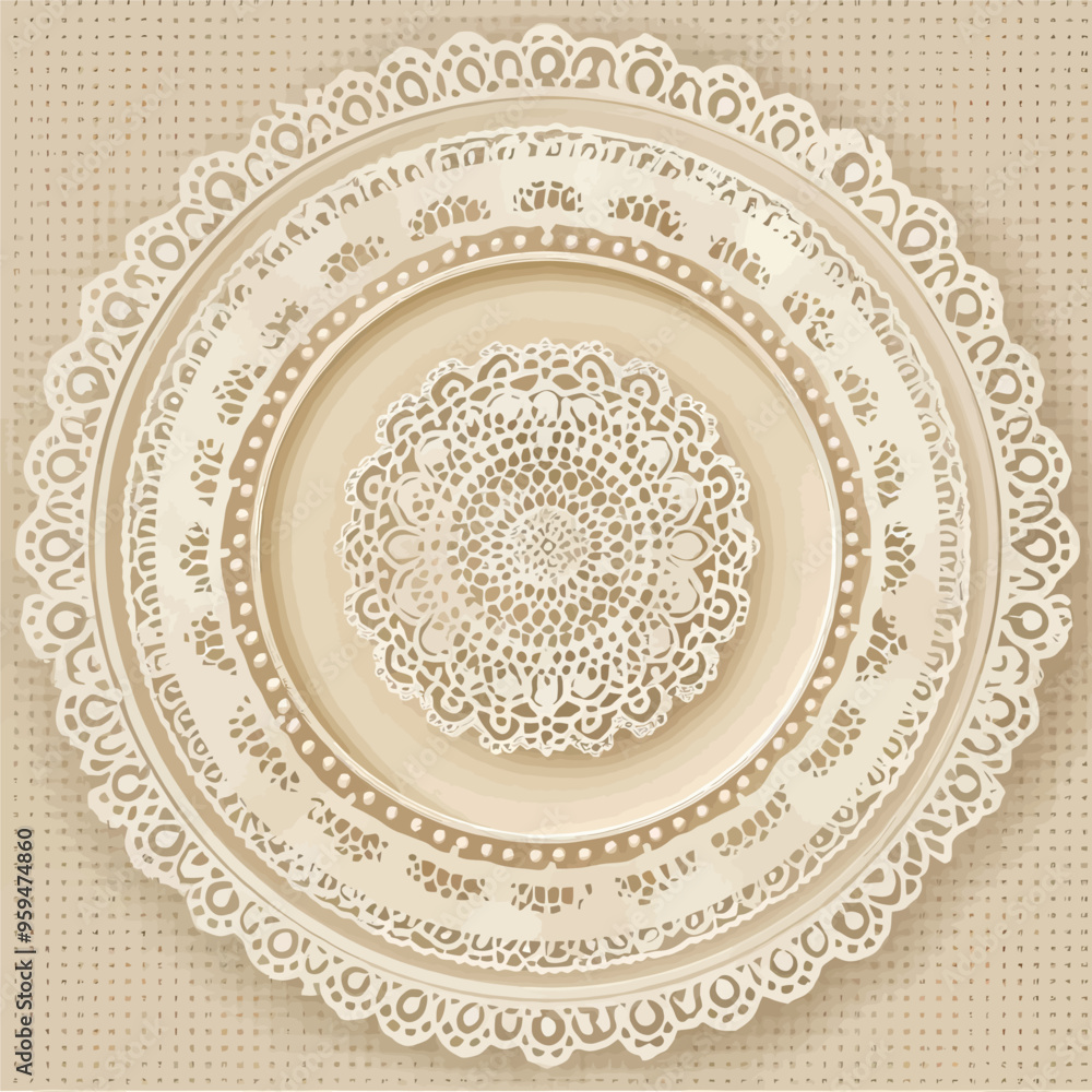 White lace doily with intricate floral design White lace doily with intricate floral design