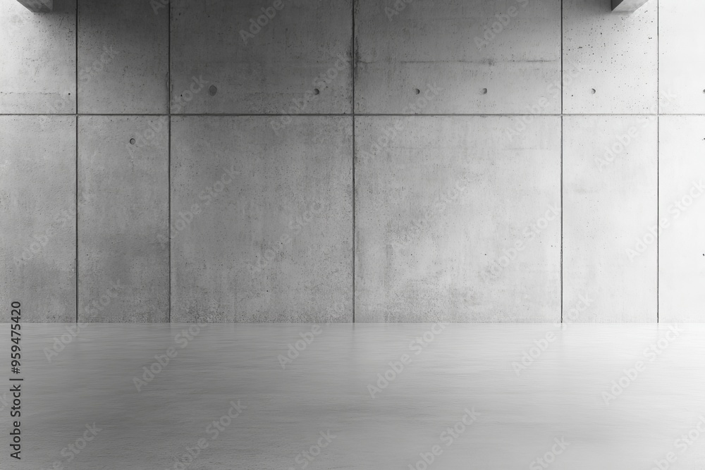 Minimalist interior design with a concrete wall and floor, featuring natural light. Minimalist interior design with a concrete wall and floor, featuring natural light.