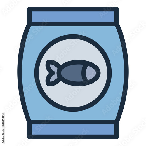 Icon of a feed bag representing fish food or feed for aquaculture.