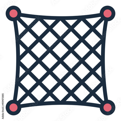Icon of a fishing net, symbolizing fish capture and harvesting in aquaculture.