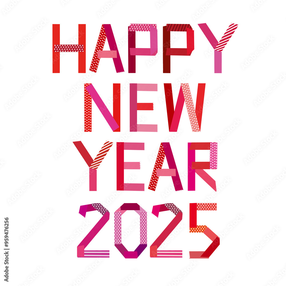 HAPPY NEW YEAR 2025赤い飾り文字 HAPPY NEW YEAR 2025赤い飾り文字
