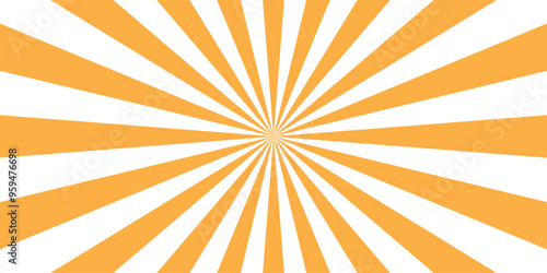 Vector orange sun rays and sunburst backdrop background. Sunbeam sunrise burst illustration with spiral sunray and striped pattern