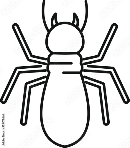 Simple line drawing of a termite, an insect known for causing damage to wooden structures