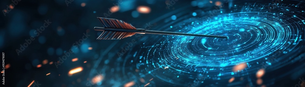 A futuristic arrow flying through a vibrant, swirling galaxy with glowing particles, symbolizing precision and exploration. A futuristic arrow flying through a vibrant, swirling galaxy with glowing particles, symbolizing precision and exploration.