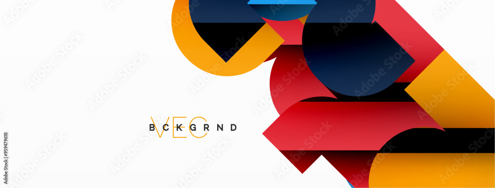 Abstract background. Colorful geometric curve shapes with black shadow lines effects Abstract background. Colorful geometric curve shapes with black shadow lines effects
