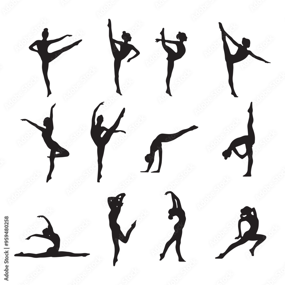 Ballet Jumping Dancer vector art silhouette illustration Ballet Jumping Dancer vector art silhouette illustration
