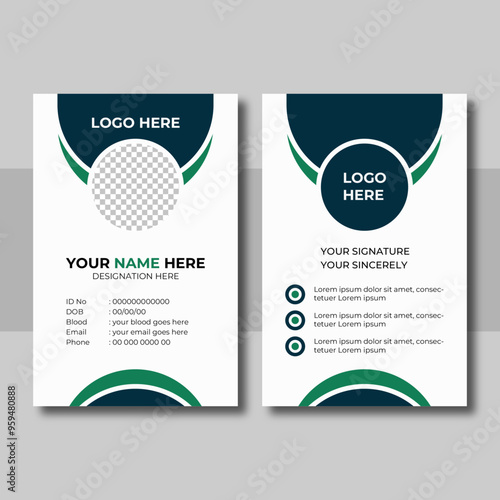Unique creative corporate company professional abstract identity employee office identification business id card design template