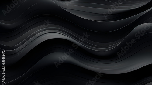 Abstract Black Waves, Abstract black waved background with intricate texture pattern and dynamic wave motion, Inquisitively establishment in somber. Creative resource, 