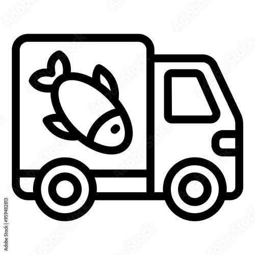 Icon of a delivery truck, representing seafood transportation and logistics in aquaculture.