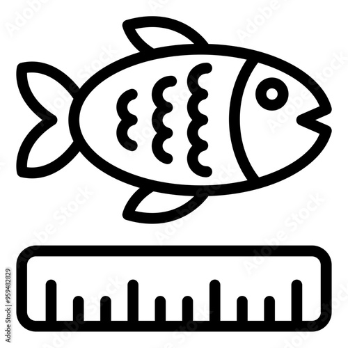 Icon representing the measurement of fish size in aquaculture.