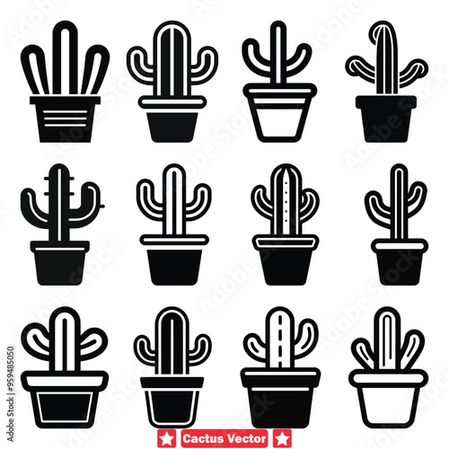 Desert Delights Intricate Cactus Vector Designs to Enhance Your Creative Vision